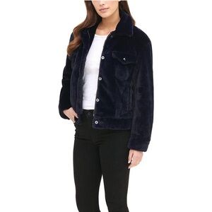 Levi's Women's Ultra Soft Faux Fur Trucker Jacket Midnight Blue